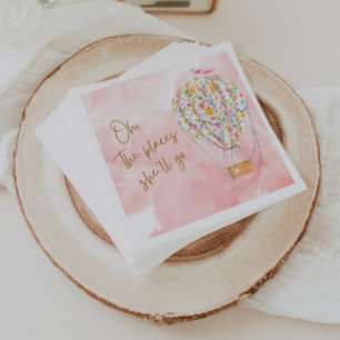 Hot Air Balloon Pink Watercolor Paper Napkin