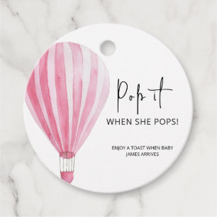 Hot air Balloon Pop it When she pops Favour Tags