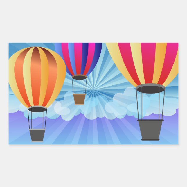 hot air balloon rectangular sticker (Front)