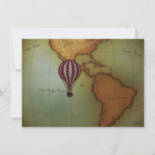 Hot Air Balloon Ride Over Western Hemisphere Map Card