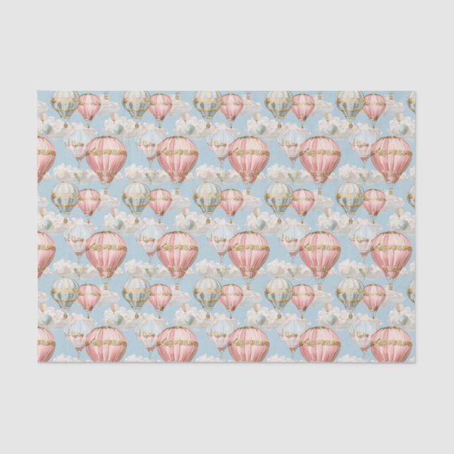 Hot Air Balloon Romantic Pattern Decoupage Tissue Paper (Front)