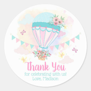 Hot Air Balloon Round Favour Sticker