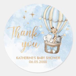 Hot Air Balloon Safari Baby Shower Thank You Classic Round Sticker