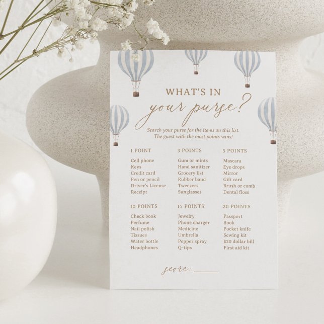 Hot Air Balloon Shower What's In Your Purse Game Invitation (Creator Uploaded)