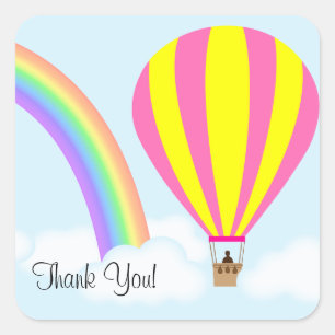 Hot Air Balloon Sticker - Light Blue Background