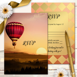Hot Air Balloon Sunset Wedding RSVP Card