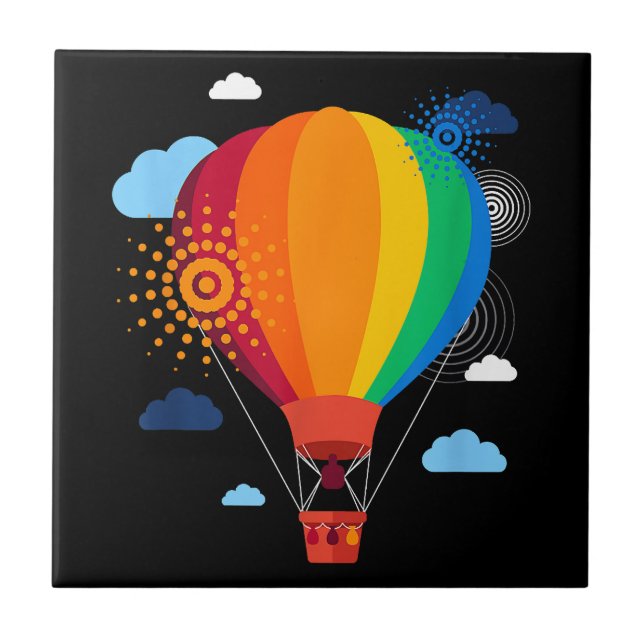 Hot Air Balloon T-Shirt Hot Air Balloon Rides Fest Tile (Front)