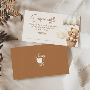 Hot air balloon teddy bear diaper raffle ticket enclosure card