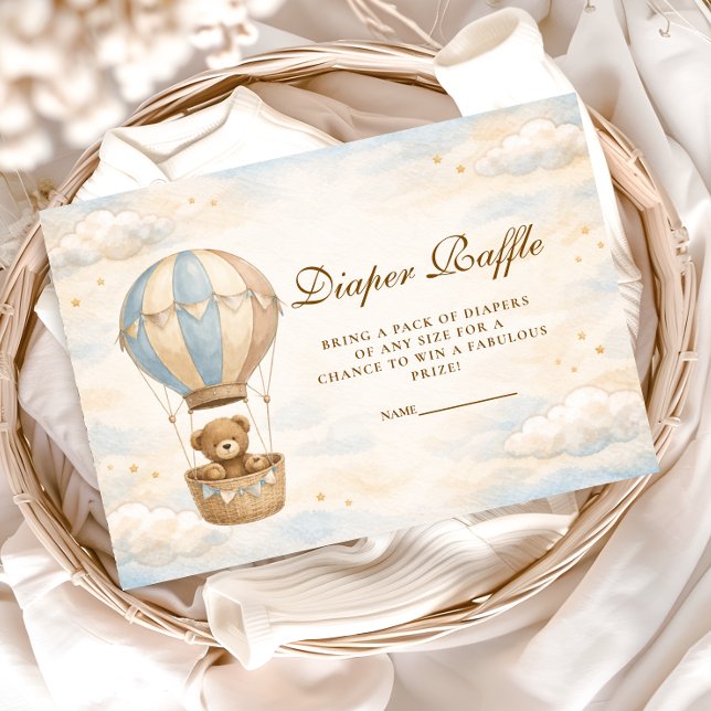 Hot Air Balloon Teddy Bear Diapper Raffle Enclosure Card (Creator Uploaded)