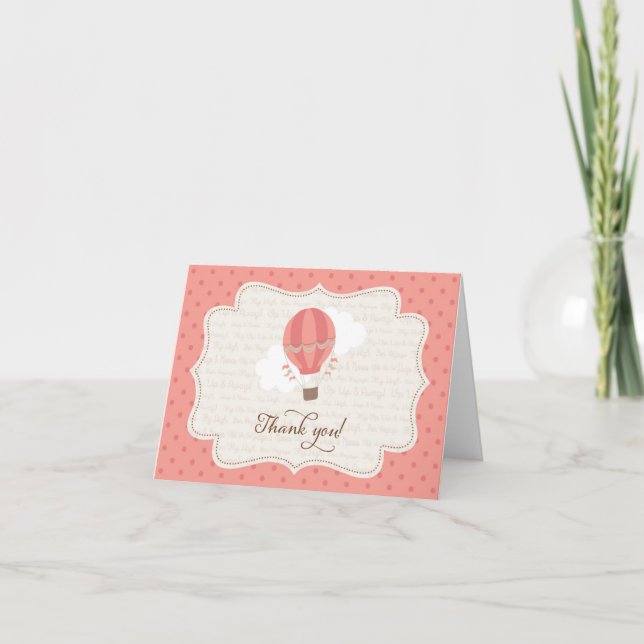 Hot Air Balloon Thank You Card Rustic (Front)