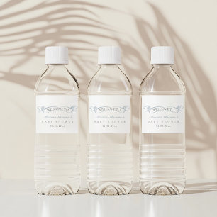 Hot air balloon toile baby shower water bottle label