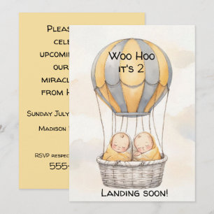 Hot Air Balloon Twins Digital Download Invite