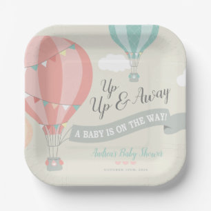 Hot Air Balloon Up & Away Baby Shower Paper Plate