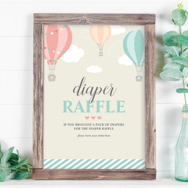 Hot Air Balloon Up & Away Diaper Raffle Game Sign (Creator Uploaded)