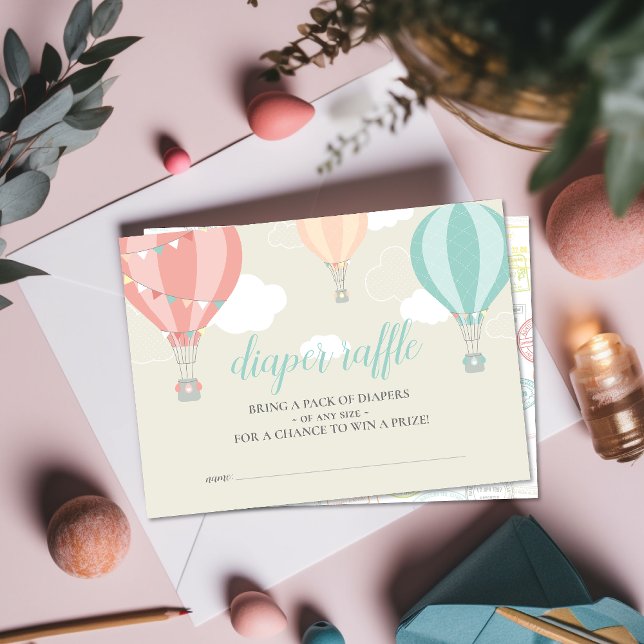 Hot Air Balloon Up & Away Diaper Raffle Ticket Enclosure Card (Creator Uploaded)