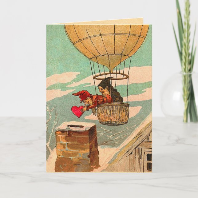 Hot Air Balloon Valentine's Day Holiday Card (Front)