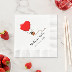 Hot Air Balloon Valentine's Day Wedding Napkins