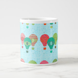 Hot Air Balloon Vintage Pattern Illustration  Large Coffee Mug