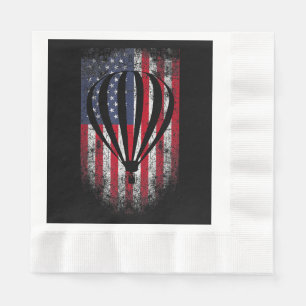 Hot Air Balloon Vintage USA Flag  Napkin