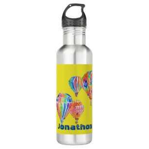 Hot Air Balloon Watercolor Boys Yellow Balloons 710 Ml Water Bottle