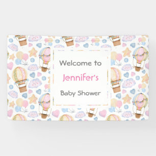 Hot Air Balloon Watercolor Pattern Baby Shower Banner