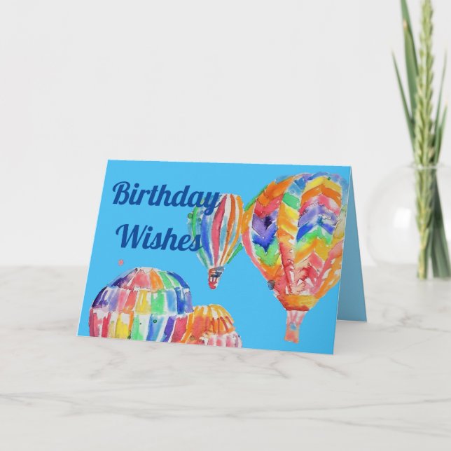 Hot Air Balloon Watercolour boys art Birthday Card (Front)