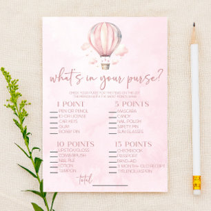 Hot Air Balloon What's In Purse Baby Shower Game
