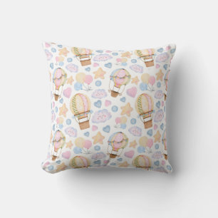 Hot Air Balloon Whimsical Watercolor Pattern Cushion