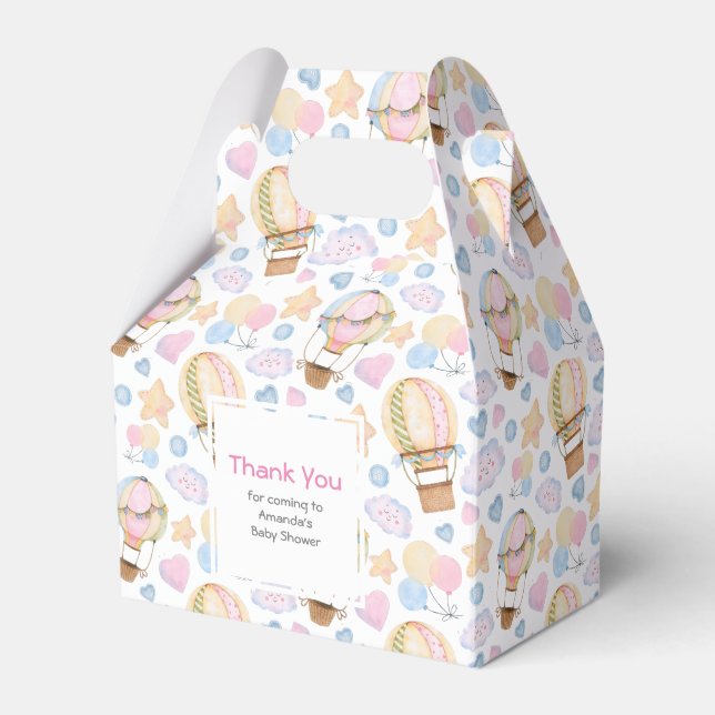 Hot Air Balloon Whimsical Watercolor Pattern Favour Box (Front Side)