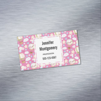 Hot Air Balloon Whimsical Watercolor Pattern Magnetic Business Card