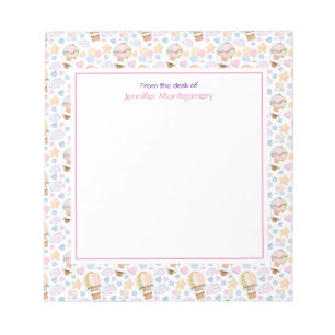 Hot Air Balloon Whimsical Watercolor Pattern Notepad