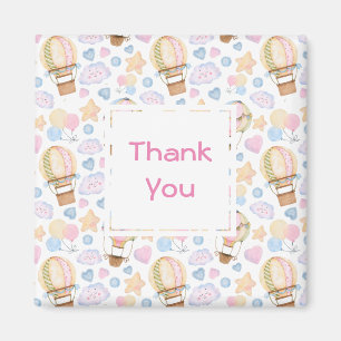 Hot Air Balloon Whimsical Watercolor Thank You Magnet
