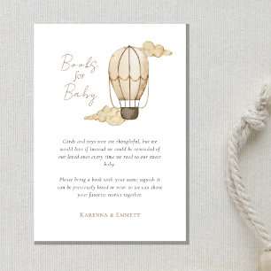 Hot Air Balloon White Baby Shower Books For Baby Enclosure Card