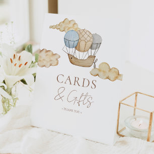 Hot Air Balloon White Baby Shower Cards And Gifts  Pedestal Sign