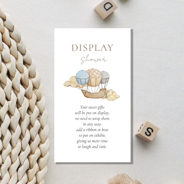 Hot Air Balloon White Baby Shower Display Shower Enclosure Card (Creator Uploaded)