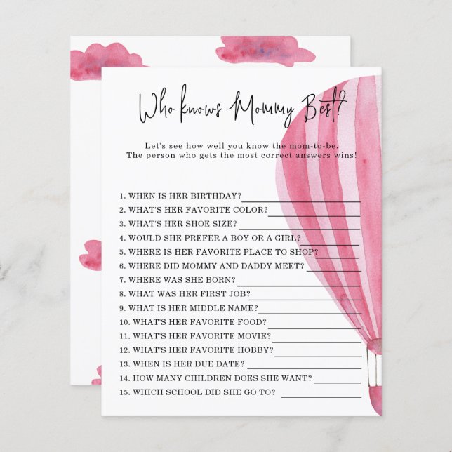 Hot air balloon - Who knows mummy best (Front/Back)