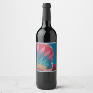 hot air balloon wine label