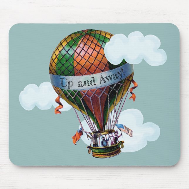Hot Air Balloon with Clouds Personalise Mouse Pad (Front)