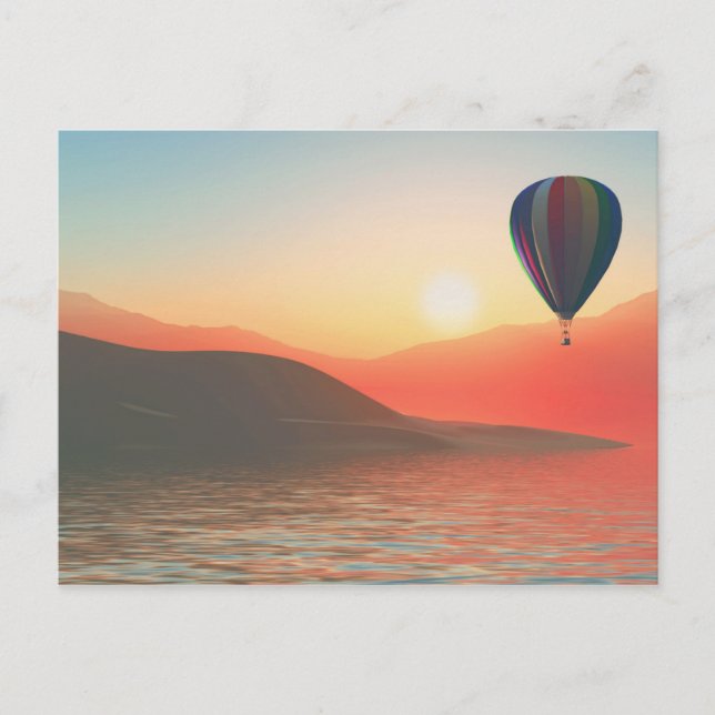 Hot Air Balloon with Sunset Postcard (Front)