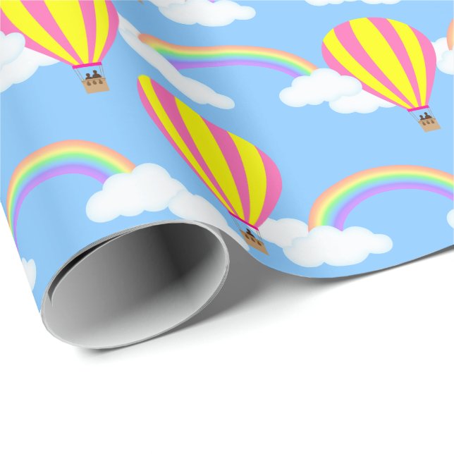 Hot Air Balloon Wrapping Paper - Blue Background (Roll Corner)