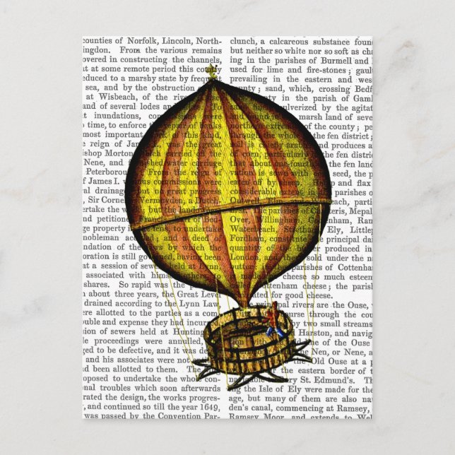 Hot Air Balloon Yellow and Red Postcard (Front)