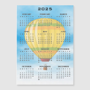 Hot Air Ballooning 2025 Calendar Magnetic Card