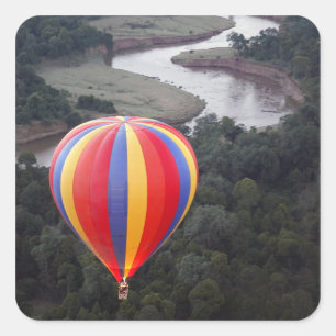 Hot-Air Ballooning over the Mara River Square Sticker