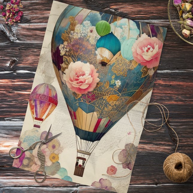 Hot Air Balloons Abstract Collage Decoupage Tissue Paper (Creator Uploaded)