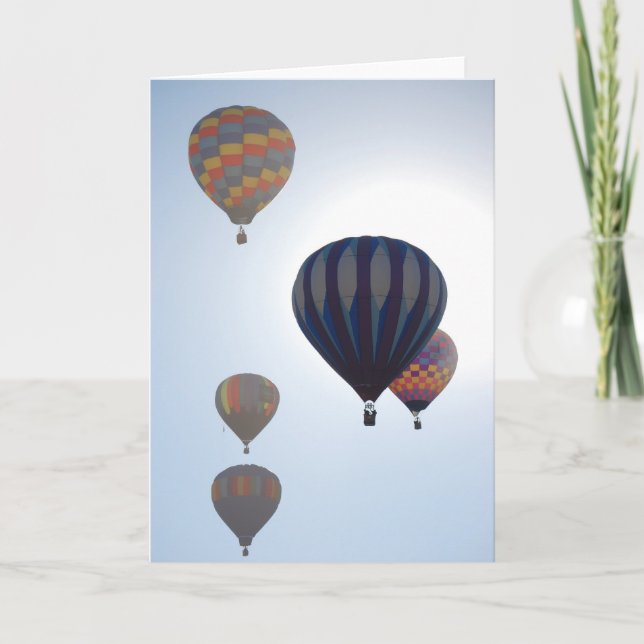 Hot Air Balloons Against the Sun Card (Front)