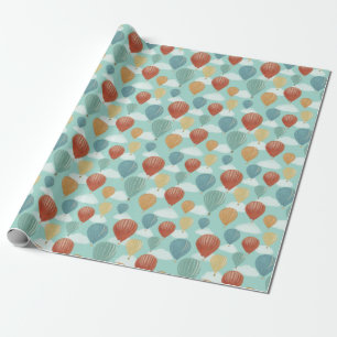 Hot Air Balloons and White Clouds Patterned Wrapping Paper