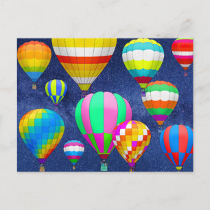 Hot Air Balloons at Starry Night Postcard