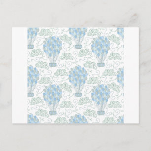 Hot air balloons blue nursery home decor wall art postcard