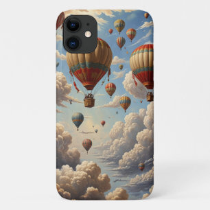 Hot Air Balloons Blue Sky Clouds Sunset Vintage Case-Mate iPhone Case