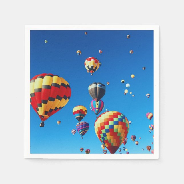 Hot Air Balloons Blue Sky Napkin (Front)